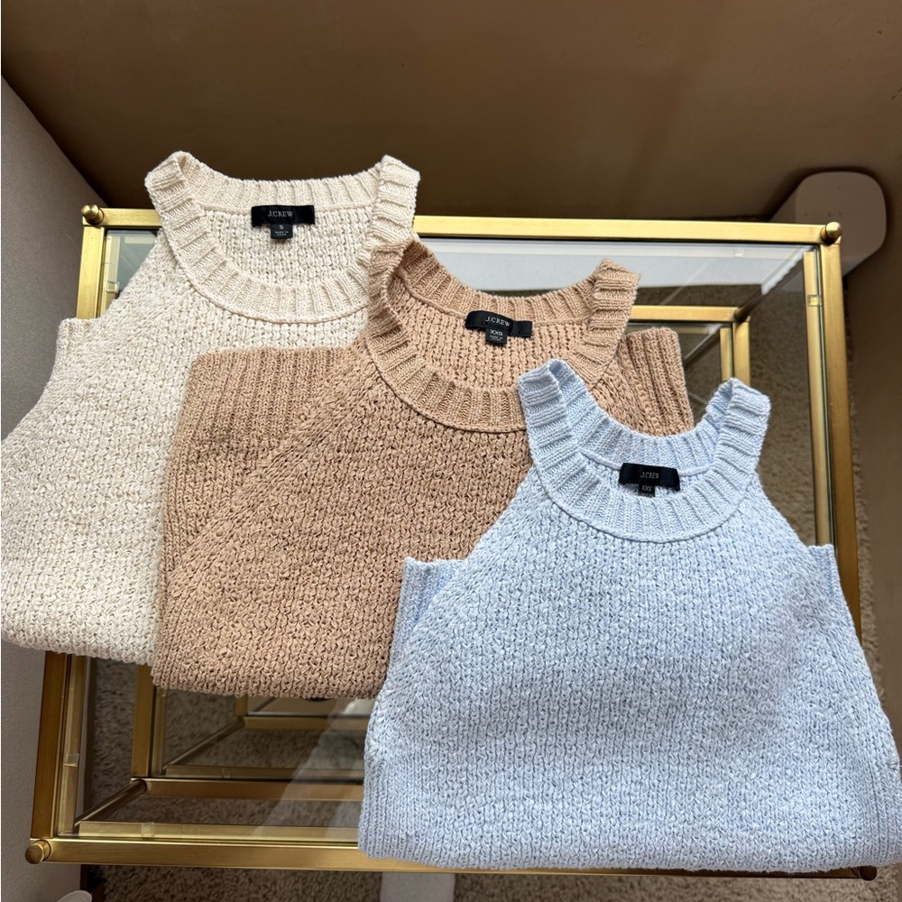 Crochet Women's Sweater Set - J. Crew - Cream, Tan, and Light Blue -